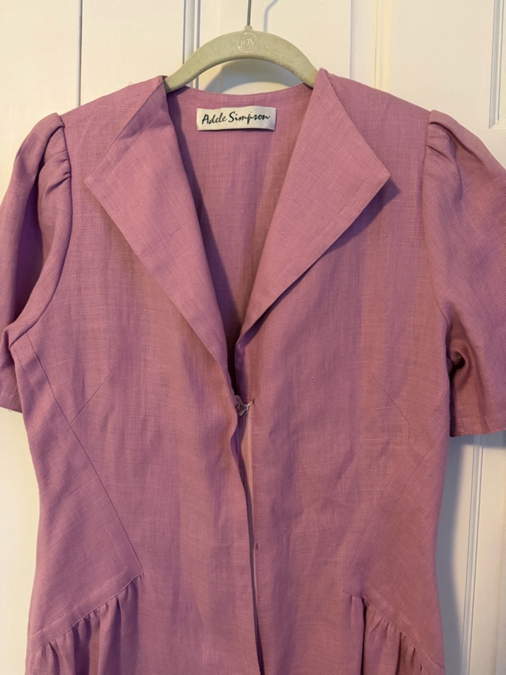 Vintage Adele Simpson Linen Dress Size 10 Pink Midi Tailored Short Sleeve - Picture 2 of 7